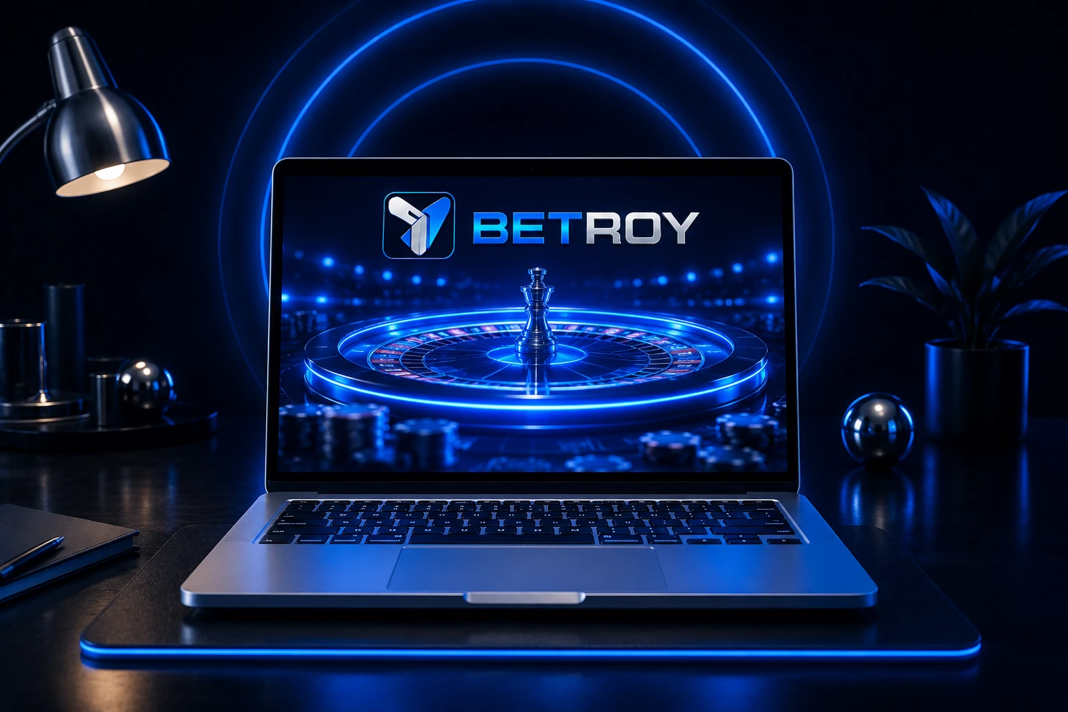 Betroy mobil: masaüstünde dizüstü bilgisayar ekranında rulet çarkı
