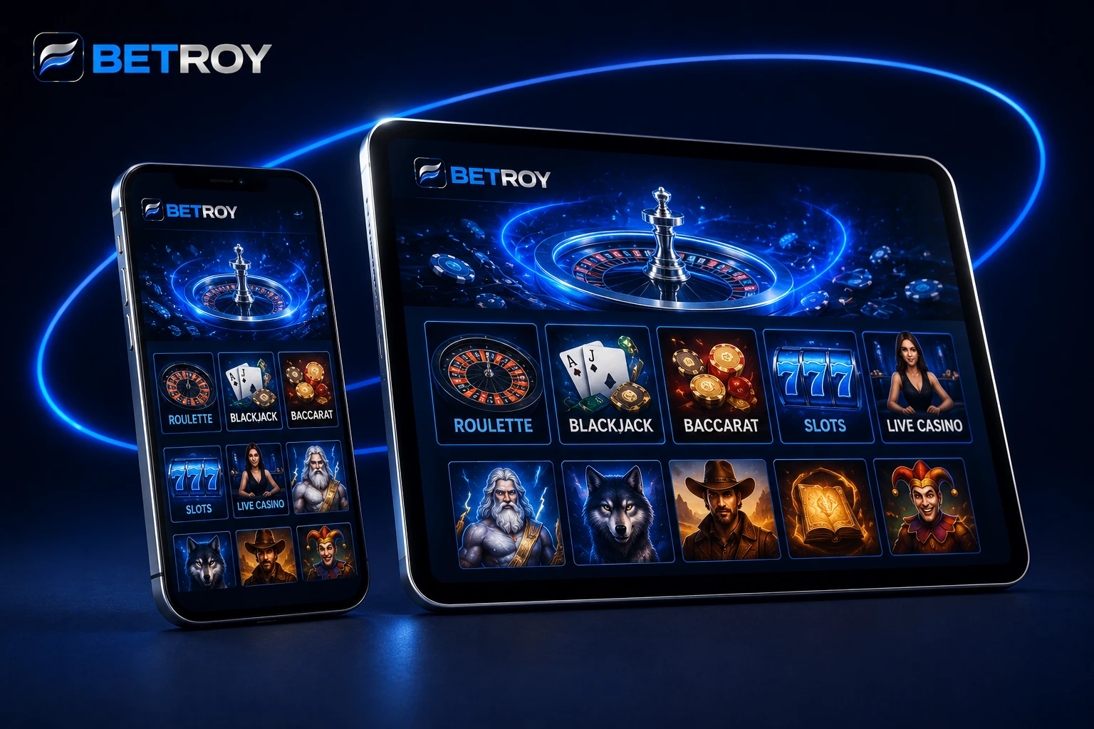 Betroy mobil: telefon ve tablette casino oyun menüsü: rulet ve blackjack